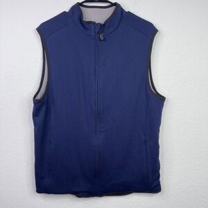 Mizzen+Main Vest Mens L Blue Zip Performance Lightweight Golf Athleisure Career